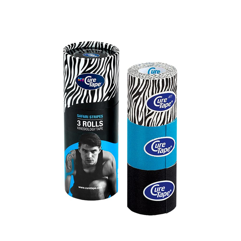[Australia] - CureTape 3 Rolls (2”x 8ft) Waterproof Kinesiology Tape | Safari Stripes | Sports Kinesiology Tape for Extreme Conditions | Increase Mobility & Performance | Reduce Joint Pain | Recover Faster 