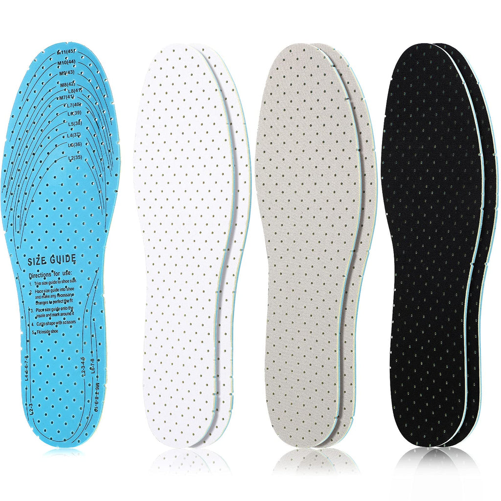 [Australia] - 3 Pairs Breathable Shoe Insoles Inserts Ultra-Soft Cushioning Walking Comfort Insoles Double-Layer Latex Foam Perforated Insoles Replacement Insoles for Men 7-11 Woman 2-8 (White, Black, Grey) White, Black, Grey 