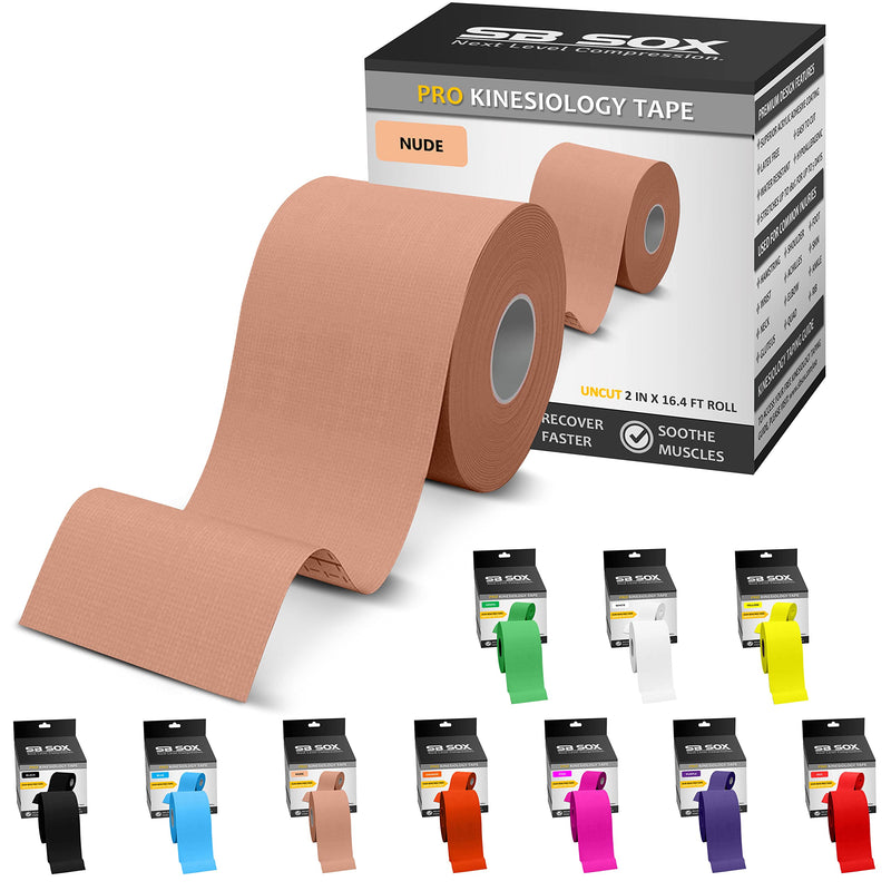 [Australia] - SB SOX Pro Synthetic Kinesiology Tape (Precut & Uncut Options) – Longer Lasting Performance Fabric Option to Our Original Cotton Kinesiology Tape - Also Latex Free, Water Resistant! (Nude - Uncut) Nude - Uncut 