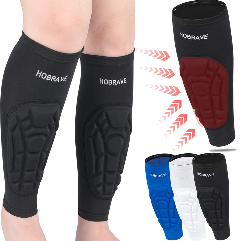 [Australia] - HOBRAVE 2PCS Soccer Shin Guards Padded Calf Compression Sleeves Supports for Shin Splint XX-Large Black 