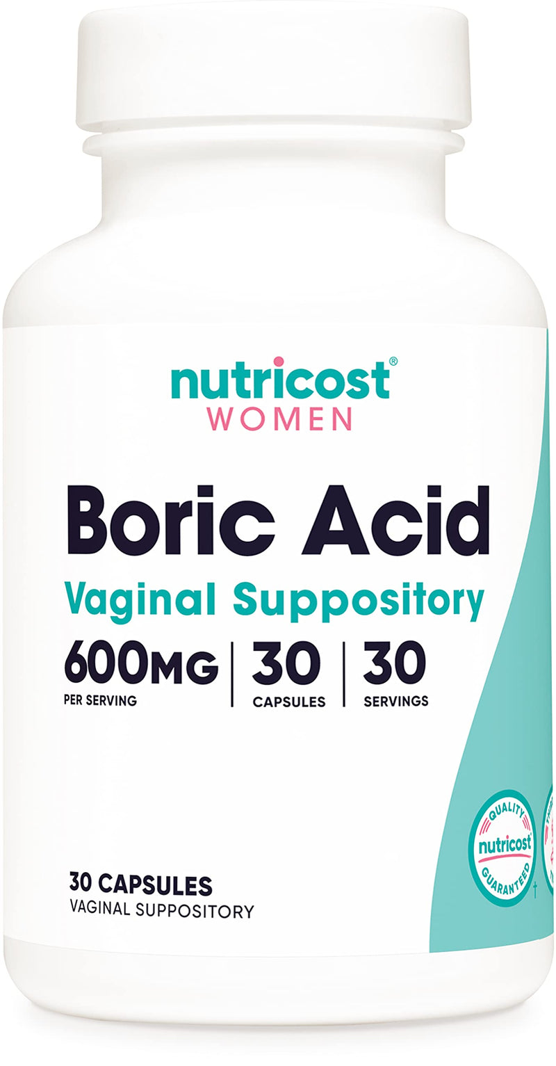 [Australia] - Nutricost Boric Acid 600mg, 30 Capsules - Vaginal Suppository - Non-GMO - for Women 30 Count (Pack of 1) 