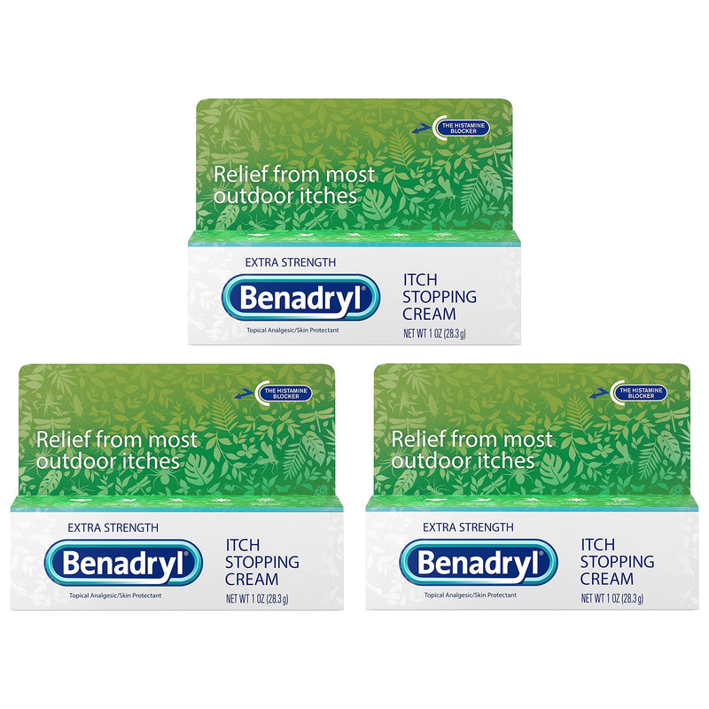 [Australia] - Benadryl Extra Strength Topical Anti-Itch Relief Cream, Diphenhydramine HCl, 3 x 1 oz 1 Ounce (Pack of 3) 
