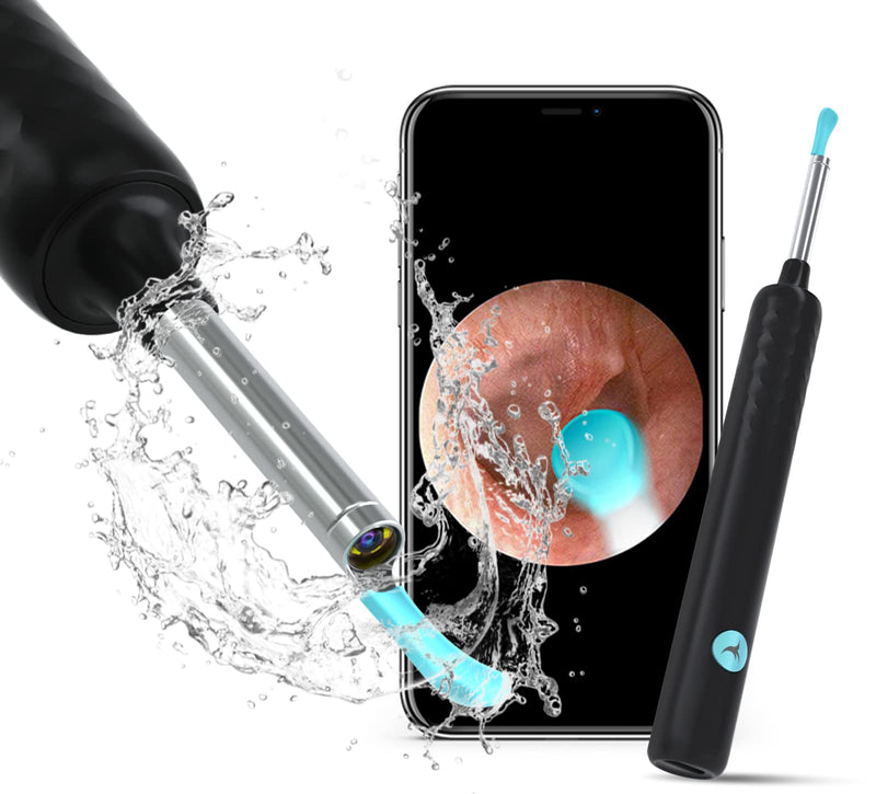 [Australia] - DJROLL Ear Wax Removal Endoscope, Earwax Remover Tool, Ear Camera,1080P FHD Wireless Ear Otoscope with 6 LED Lights,Ear Scope with Ear Wax Cleaner Tool for iPhone, iPad & Android Smart Phones (Black) Black 
