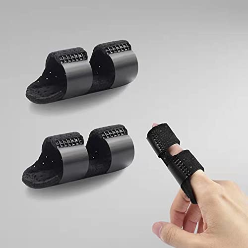 [Australia] - VBoo Trigger Finger Splint, Porous breathable finger brace, Relief Finger Supports with Built-in Aluminium Bar for Sprains, Pain Relief, Sports Injury, Suitable for the elderly, adults and children (2, Black) 2 