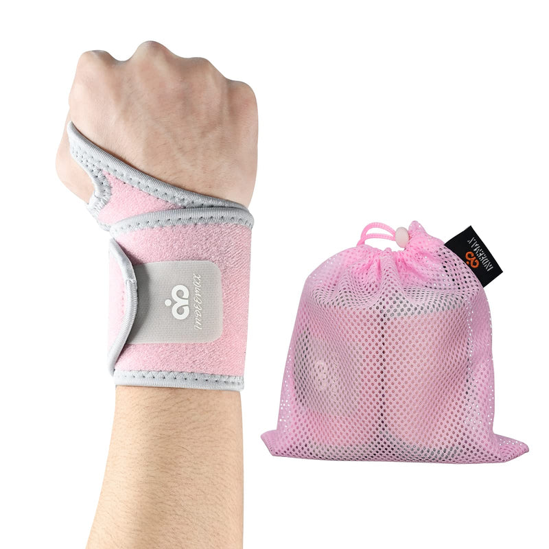 [Australia] - INDEEMAX 2 Pack Copper Wrist Brace Support for Carpal Tunnel, Pain Relief, Arthritis, Tendonitis, Adjustable Wrist Braces Compression Wraps Both Hands, Fit for Men and Women, Pink 