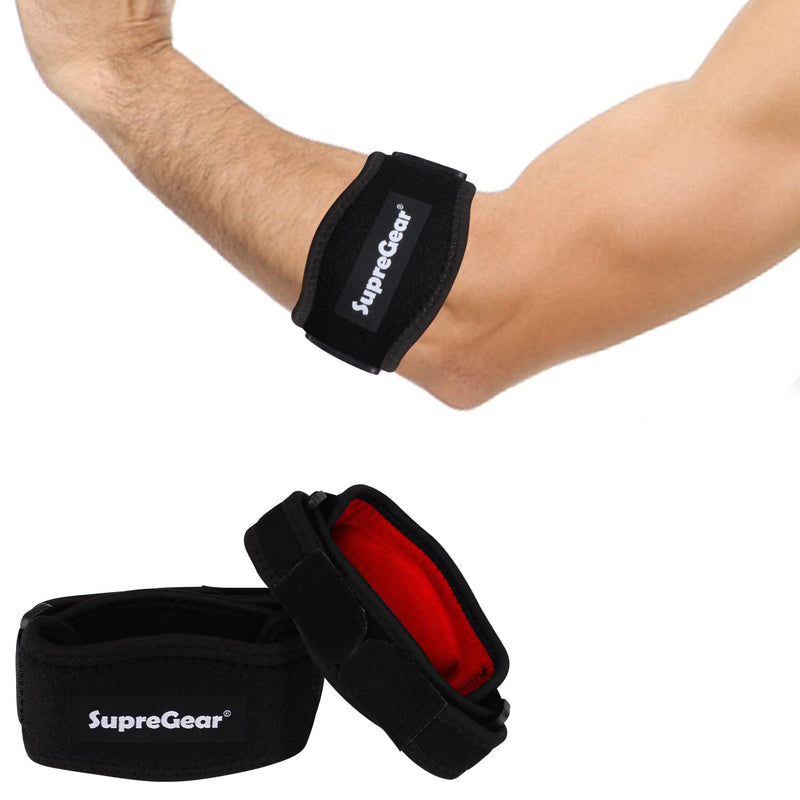 [Australia] - supregear Tennis Elbow Brace (2-Pack), Adjustable Elbow Support with Compression Gel Pad - Relieve Golf Elbow, Tendinitis and Joint Pain, Great for Tennis, Golf, Volleyball and Other Sports, Red 