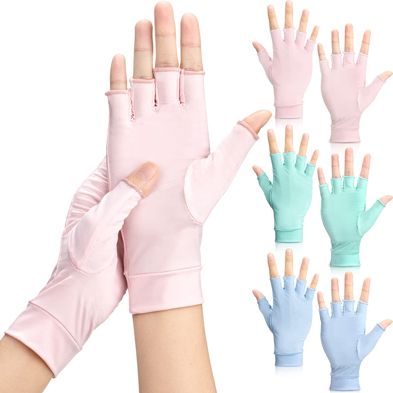 [Australia] - 3 Pairs Arthritis Gloves Fingerless Compression Gloves Fit for Carpal Tunnel, Computer Typing, Hand Joint Pain Relief Medium Pink, Green, Blue 