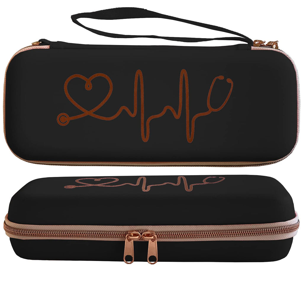 [Australia] - Plaris Stethoscope Case for Nurses for 3M Littmann/MDF/Omron Stethoscopes - Extra Room for Medical Bandage Scissors EMT Trauma Shears and LED Penlight, (Black Rosegold) Black Rosegold 