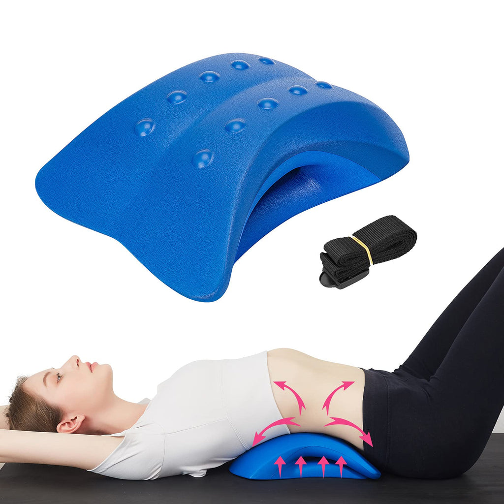 [Australia] - Lower Back Stretcher Device,Back Cracker Pillow, Spinal Deck Pain Relief ,Back Tension Relief,Lumbar Traction Cushion Suitable for Beginner 、Bed、Office、Car、Women、Men（Blue） Blue 