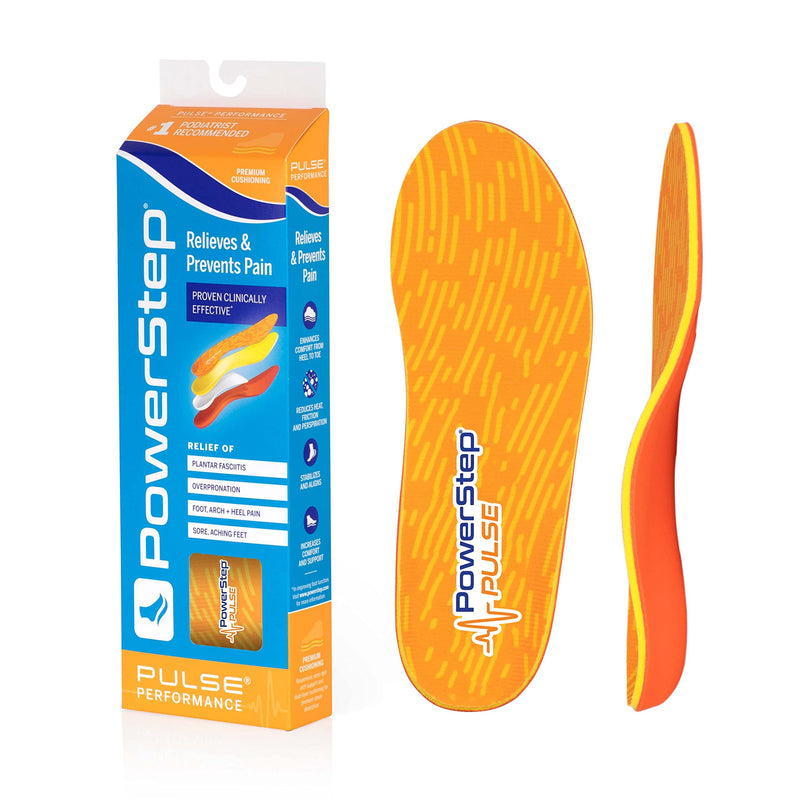[Australia] - Powerstep Insoles, PULSE Performance, Running Shoe Pain Relief Insert, Athletic Arch Support Orthotic, Women and Men Men's 7-7.5 / Women's 9-9.5 Orange/Orange 