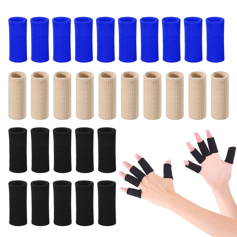 [Australia] - Finger Support Compression Sleeves (30Pcs), Breathable Thumb Support Brace Splint Arthritis Sleeve for Finger Joint Pain Relief, Comfortable Finger Protector for Triggger Finger Sports Aid Support 