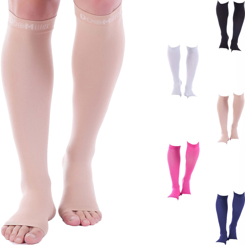[Australia] - Doc Miller Open Toe Compression Socks for Women 8-15 mmHg Compression Socks for Men & Women Support Circulation, Shin Splints, Varicose Veins Recovery, 1 Pair of Knee High Socks Skin 4X-Large 