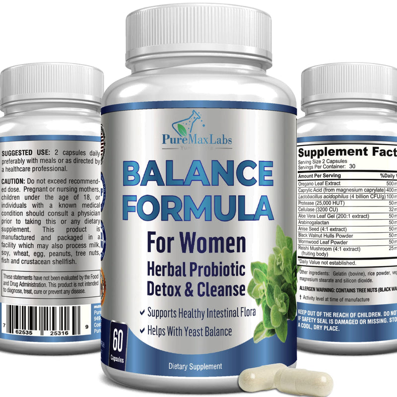 [Australia] - Balance Complex for Women - for Vaginal Health, Herbal Detox & Cleanse, Vaginal Probiotics, Supports Healthy Intestinal Flora, Helps with Yeast Infections 60 Capsules 