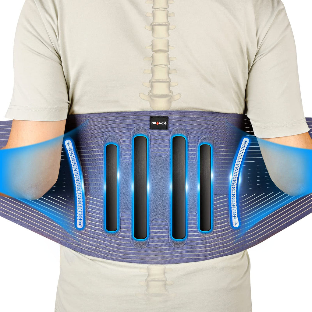 [Australia] - NEENCA Back Support Brace for Pain Relief of Back/Lumbar/Waist, Adjustable Magnet Lumbar Support with Spring Stabilizers, Air Mesh Waist Wrap for Injury, Herniated Disc, Sciatica, Scoliosis and more Large Waist Brace Support 