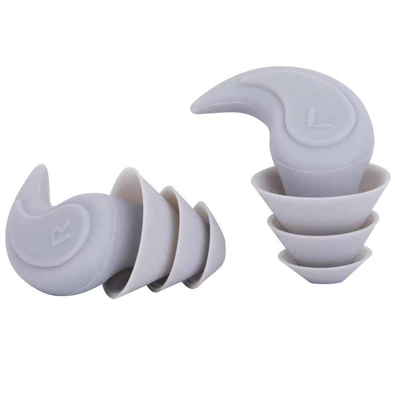 [Australia] - Silicone Ear Plugs for Sleeping Noise Reduction Ear Plugs Comfortable Silicone Ear Plug Sound Blocking Earplugs 1 Pair for Sleep Snoring Swimming Concert Musician Construction Shooting (Grey) Grey 