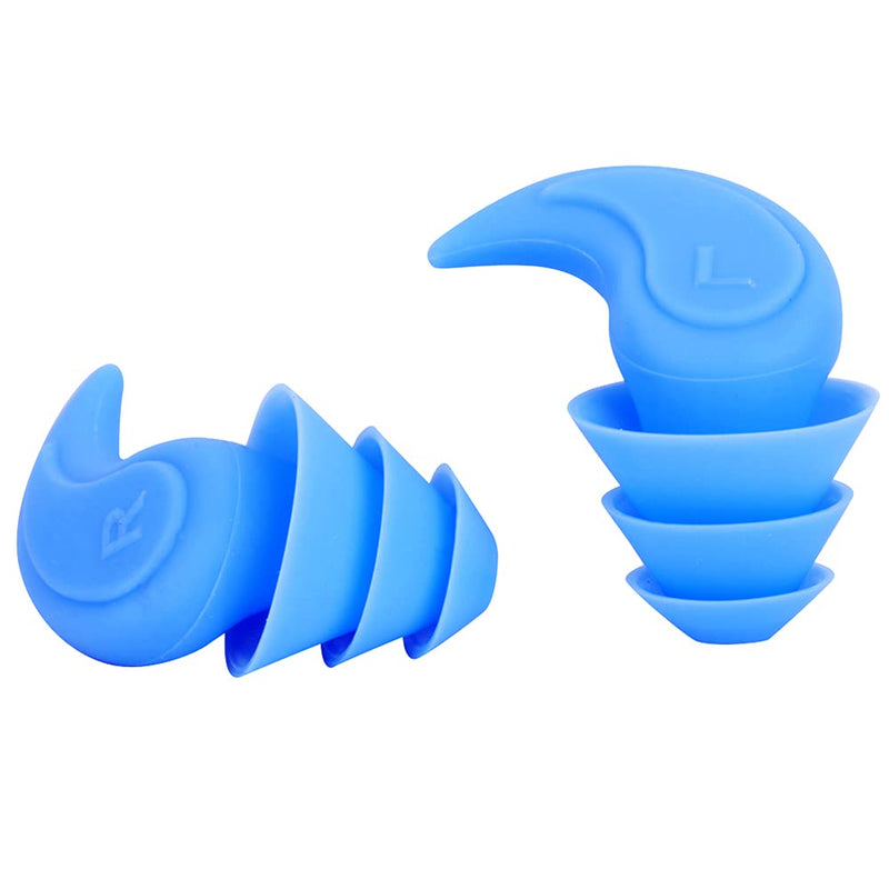 [Australia] - Silicone Ear Plugs for Sleeping Noise Reduction Ear Plugs Comfortable Silicone Ear Plug Sound Blocking Earplugs 1 Pair for Sleep Snoring Swimming Concert Musician Construction Shooting (Blue) Blue 