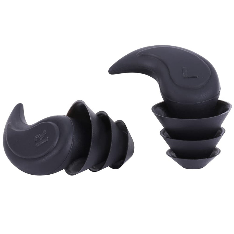 [Australia] - Silicone Ear Plugs for Sleeping Noise Reduction Ear Plugs Comfortable Silicone Ear Plug Sound Blocking Earplugs 1 Pair for Sleep Snoring Swimming Concert Musician Construction Shooting (Black) Black 