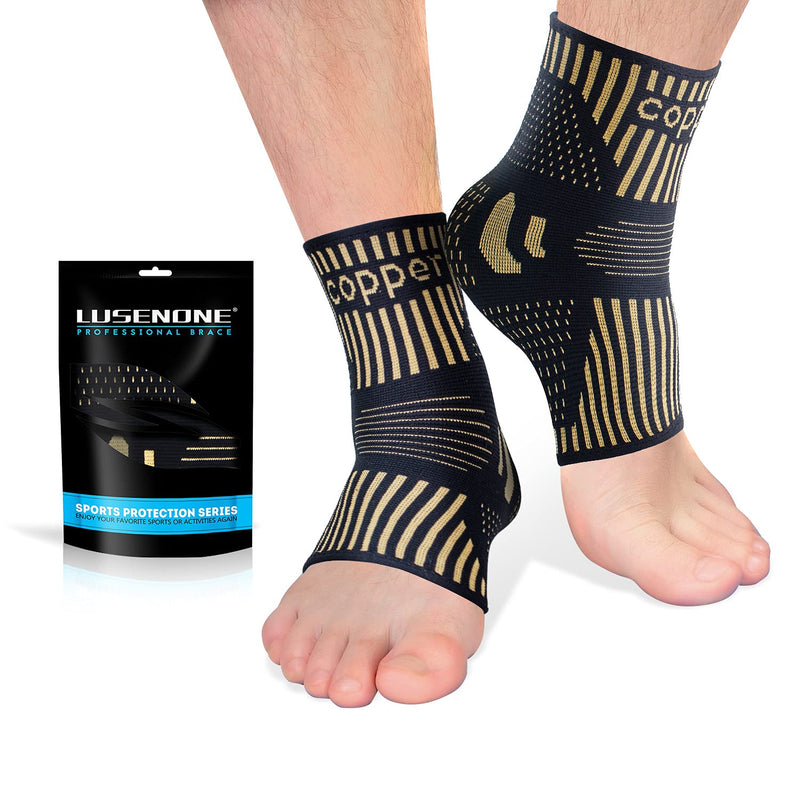 [Australia] - Copper Ankle Brace Support for Men & Women (Pair), Best Ankle Compression Sleeve Socks for Plantar Fasciitis, Sprained Ankle, Achilles Tendon, Pain Relief, Recovery, Sports Medium (Pack of 2) 