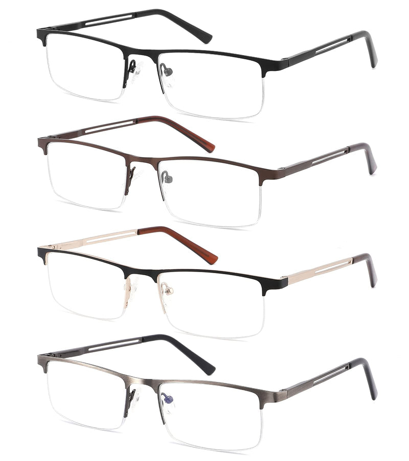 [Australia] - 4-Pack Blue Light Blocking Reading Glasses for Men,Stylish Metal Frame Computer Readers with Sping Hinges Anti Glare/Eye Strain Uv Filter (+2.75 Strength) 4 Pack(black/Metalgun/Brown/Glod) 2.75x 