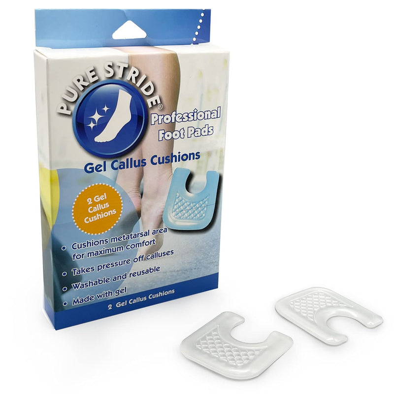 [Australia] - Pure Stride Gel Callus Cushions, Professional Foot Pads - Reusable U Shaped Pads, Callous and Corn Protectors for Feet - 2 Pcs Gel Cushion Callus Cushion 
