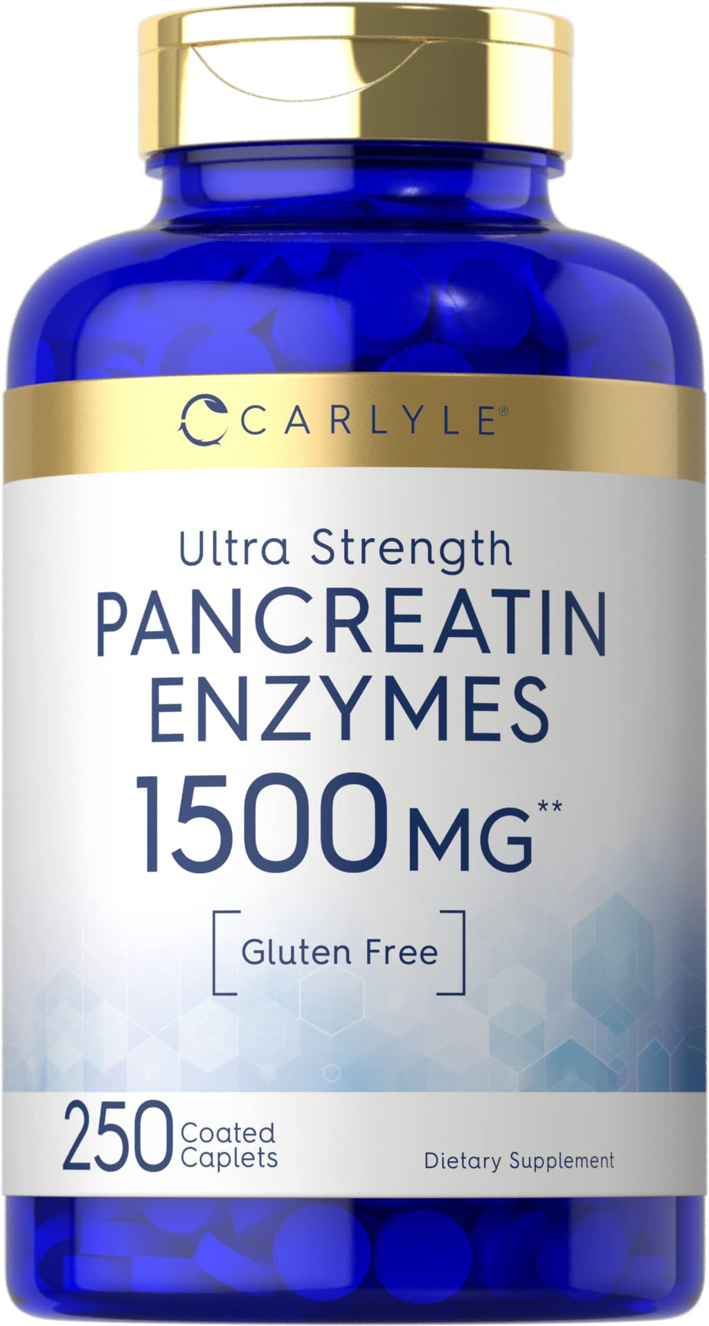 [Australia] - Pancreatin Digestive Enzymes | 1500mg | 250 Caplets | Non-GMO, Gluten Free | High Potency Formula | by Carlyle 