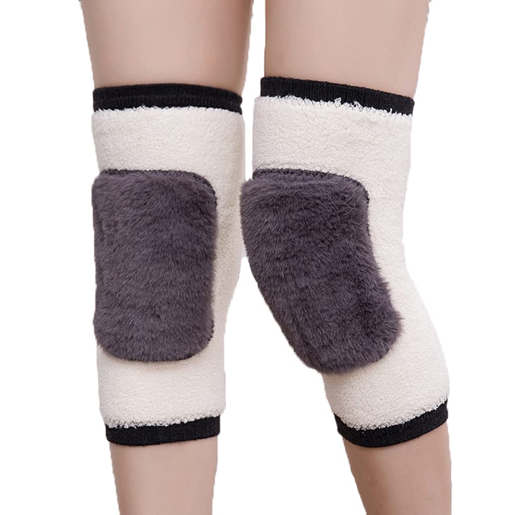 [Australia] - Men Women Thick Wool Leg Warmers Winter Rheumatic Arthritis Knee Braces Leggings Leg Sleeves Ski Cycling Running Knee Wraps Black/Plush Pad 