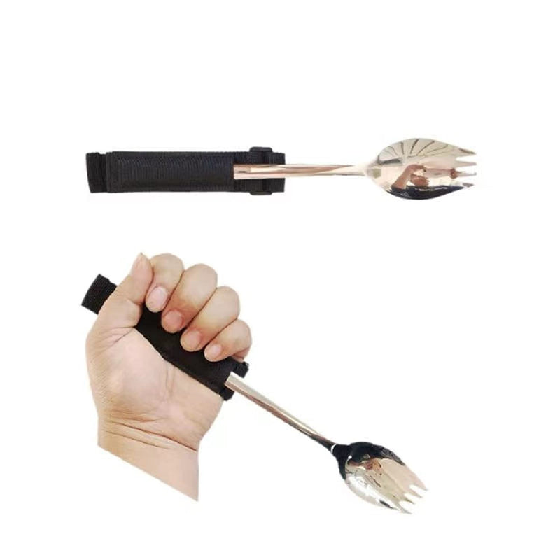 [Australia] - Healthman Spork Adaptive Utensils, Hand Cuff for Holding Cutlery, Eating Aids/Eating Assistance & Adaptive Utensil Holder for Weak Grip & Limited Mobility, Stroke, Arthritis(1 Pack) 