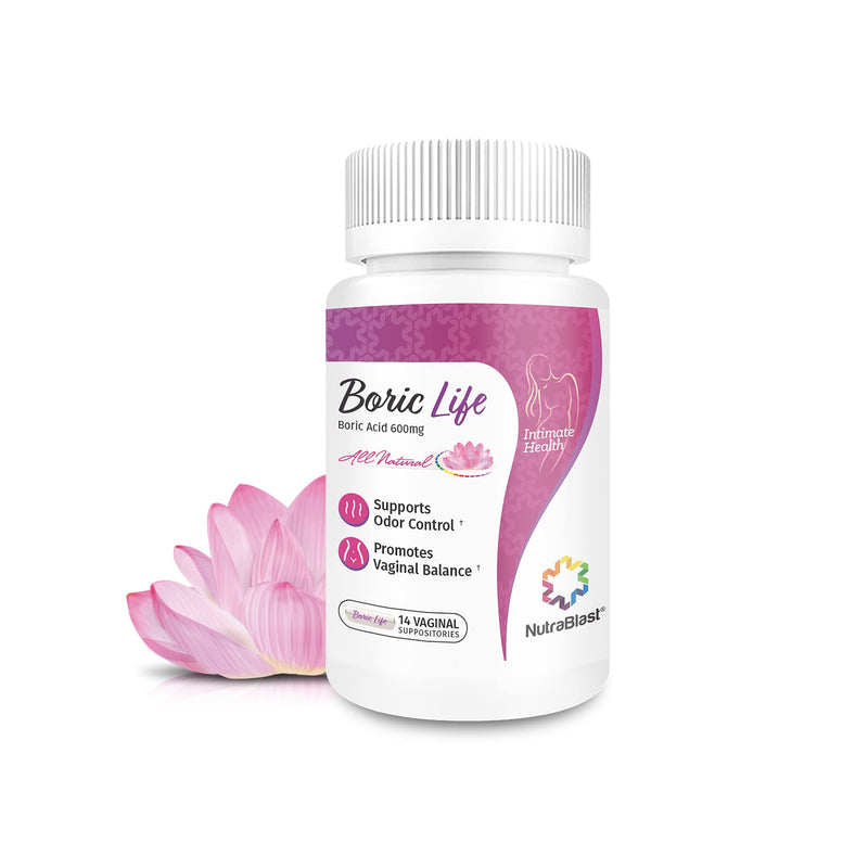 [Australia] - NutraBlast Boric Acid Vaginal Suppositories - 100% Pure Made in USA - Boric Life Intimate Health Support (14 Count) 