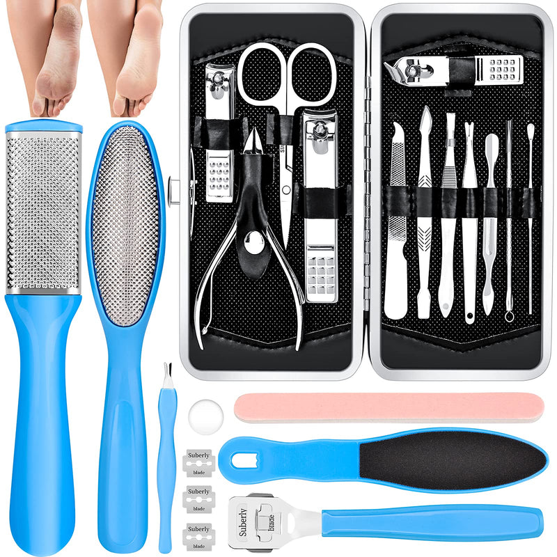 [Australia] - Pedicure Kits - Callus Remover for Feet, 23 in 1 Professional Manicure Set Pedicure Tools Stainless Steel Foot Care, Foot File Foot Rasp Dead Skin for Women Men Home Foot Spa Kit, Blue… blue23 