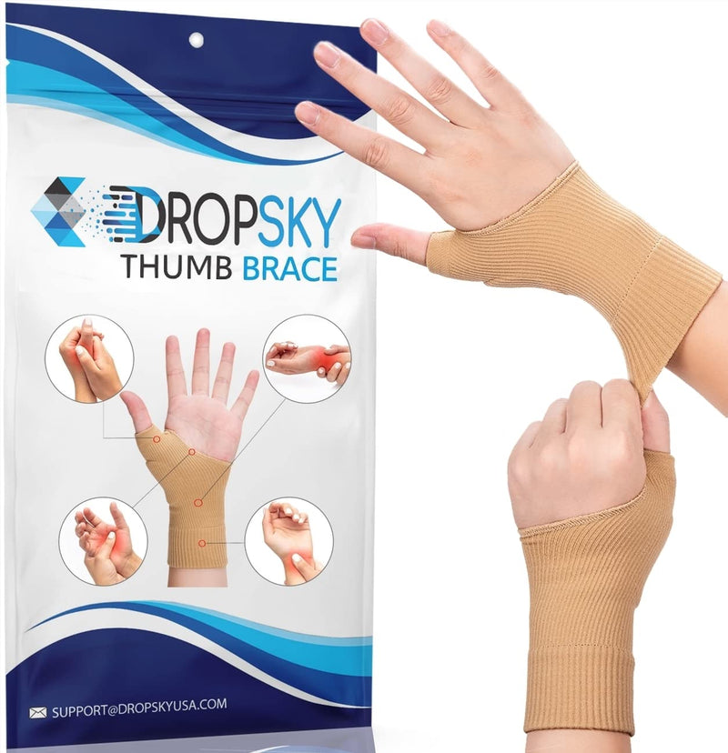 [Australia] - DropSky [4pcs] Gel Wrist Thumb Support Braces Soft with Gel Pad, Breathable Design, Relief Pain Carpal Tunnel, Arthritis Thumb, Fits Both Hands, Lightweight Support (Nude) Nude 