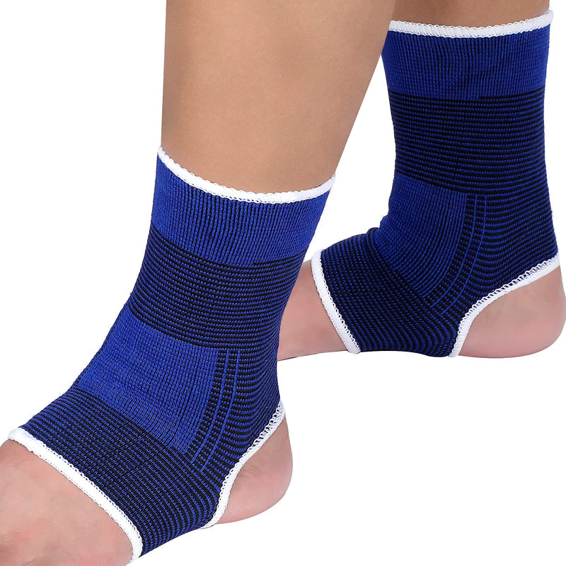 [Australia] - 4 Pieces/ 2 Pair Kids Ankle Support Compression Kid Ankle Brace Elastic Kids Compression Socks Knitted Ankle Support Brace Ankle Sleeve for Jogging Running Walking Fitness (10-15 Years, Dark Blue) 10-15 Years 