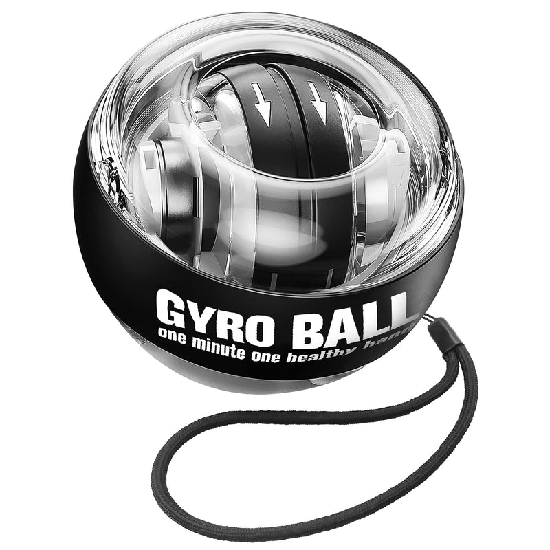 [Australia] - JIN BD Wrist Trainer Ball Auto-Start Wrist Strengthener Gyroscopic Forearm Exerciser Gyro Ball for Strengthen Arms, Fingers, Wrist Bones and Muscles BLACK Without Light 