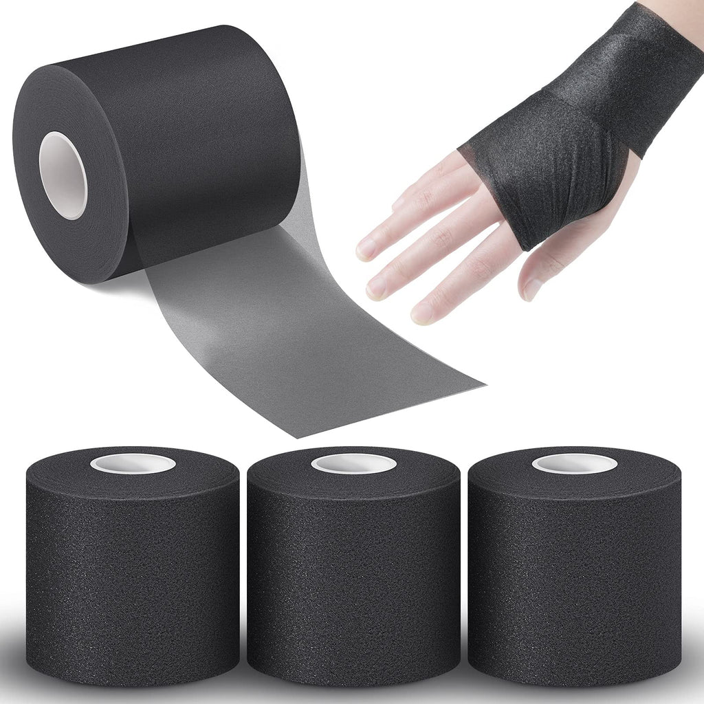 [Australia] - 3 Pieces Athletic Pre Wrap Tape for Hair Foam Underwrap Tape Sports Pre-wrap Athletic Tape Underwrap for Hair Ankle Wrists Knees Sports 2.75 Inch by 30 Yards(Black) Black 