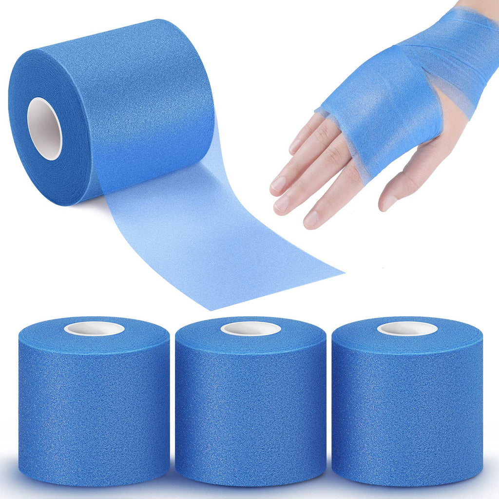 [Australia] - 3 Pieces Athletic Pre Wrap Tape for Hair Foam Underwrap Tape Sports Pre-wrap Athletic Tape Underwrap for Hair Ankle Wrists Knees Sports 2.75 Inch by 30 Yards(Blue) Blue 