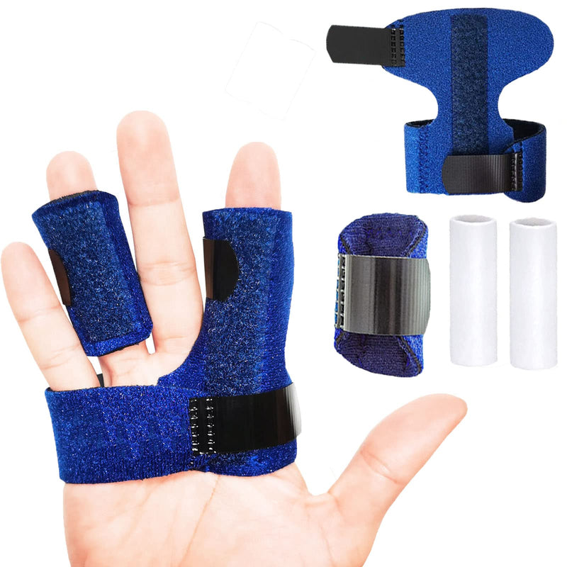 [Australia] - Reppkyh 1 Piece Trigger Finger Splint and 1 Piece Small Finger Extension Splint Trigger Finger Mallet Finger Broken Finger Post Operative Care Finger Knuckle Immobilization Injury, Blue 