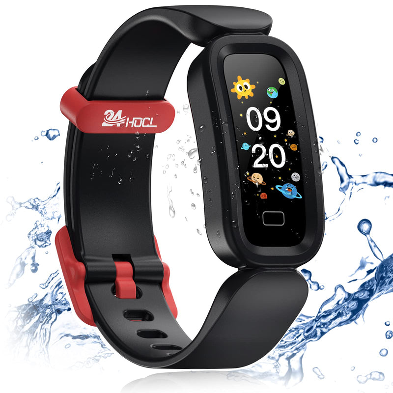 [Australia] - 24HOCL Smart Watch for Kids Girls Boys, Activity Fitness Tracker with Heart Rate Sleep Monitor Alarm Clock Sedentary Drink Water Reminder Watch for Kids 5+ Birthday Christmas New Year Best Gifts Black 
