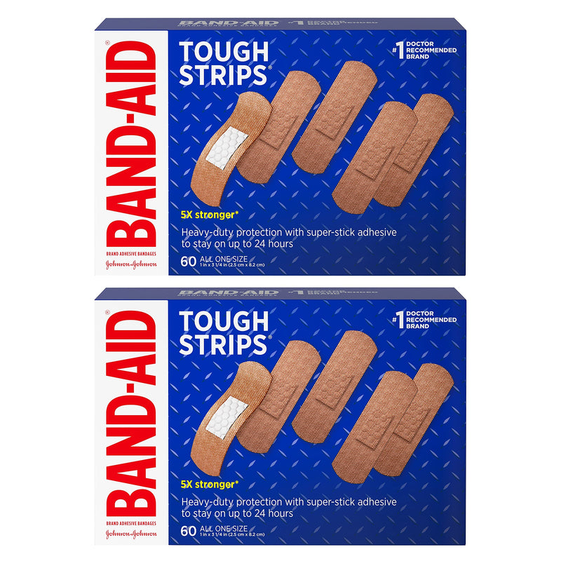 [Australia] - Band-Aid Brand Tough Strips Adhesive Bandage, All One Size, 60 Count of 2 60 Count (Pack of 2) 