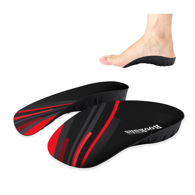 [Australia] - 330+ lbs Plantar Fasciitis Insoles, 3/4 Length High Arch Support Orthotic Inserts for Women & Men Heel Pain, Flat Feet,Heavy Duty Strong Support Pain Relief for Walking Running Black Red L/Men's 9-11, Women's 10-12 