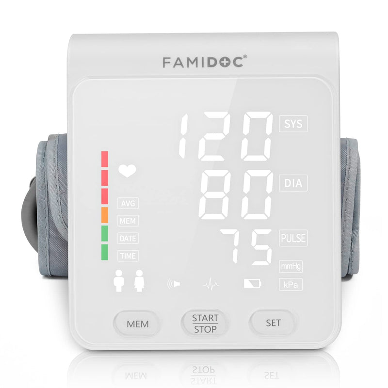 [Australia] - Famidoc Upper Arm Blood Pressure Monitor with Cuff 8.7"-16.5" Automatic BP Meter Machine Two Users Mode Digital Wide-Range Large Backlit Display Kit for Home Use 