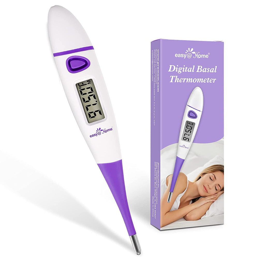 [Australia] - Easy@Home Basal Body Thermometer: BBT for Fertility Prediction with Memory Recall- Accurate Digital Basal Thermometer for Temperature Monitoring with Premom App - EBT-018 Purple 
