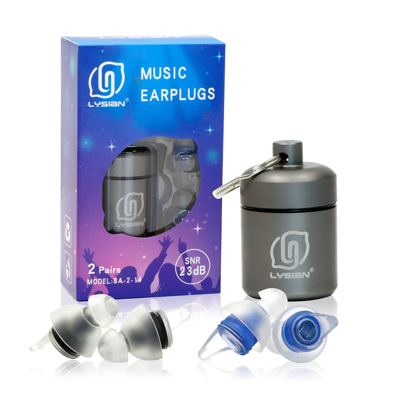 [Australia] - High Fidelity Concert Ear Plugs 2 Pairs, Musician EarPlugs SNR 23 dB Noise Reduction for Music Festivals, Drummers, DJS，Motorcycles, Raves, Games and Entertainment Events 