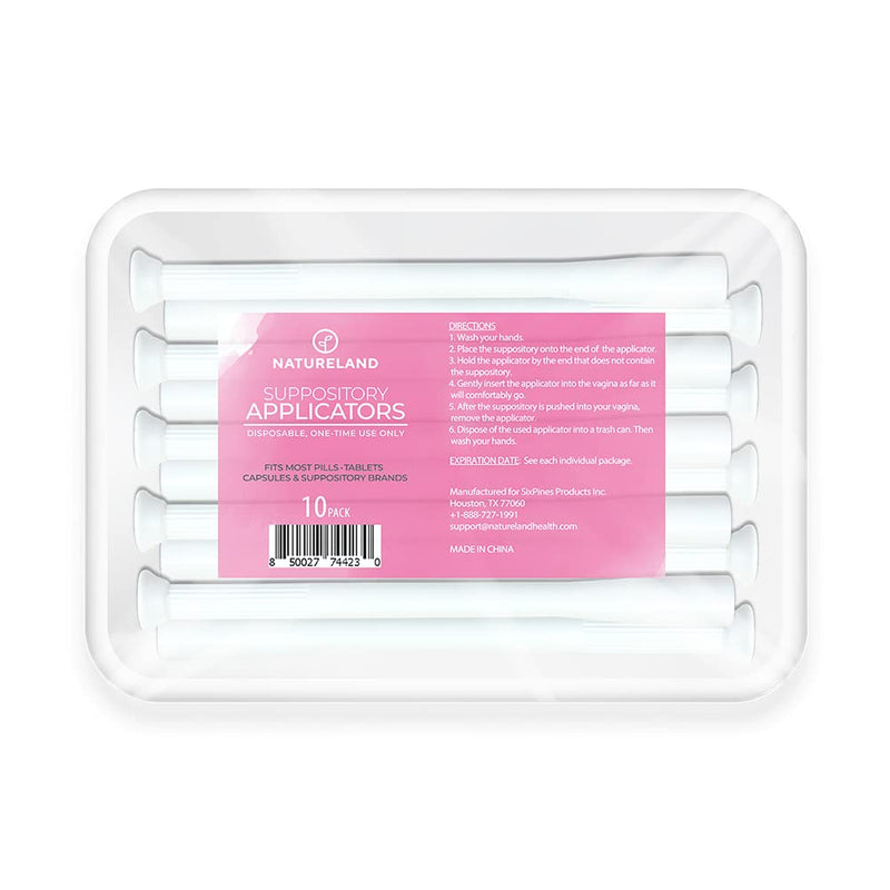 [Australia] - [10 Pack] Natureland Vaginal Suppository Applicators for Women, Soft Tip Auxiliary Tool for Pills, Boric Acid, and pH Balance Tablet Suppositories, Individually Wrapped 