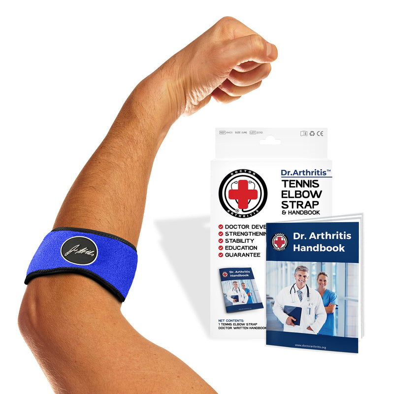 [Australia] - Tennis Elbow Brace & Golfers Elbow Band, Pain Relief for Tendonitis, Arm Strap Support for Men and Women, Left & Right Arm Band for Ulnar Nerve Wrap (Single, Blue) 1 