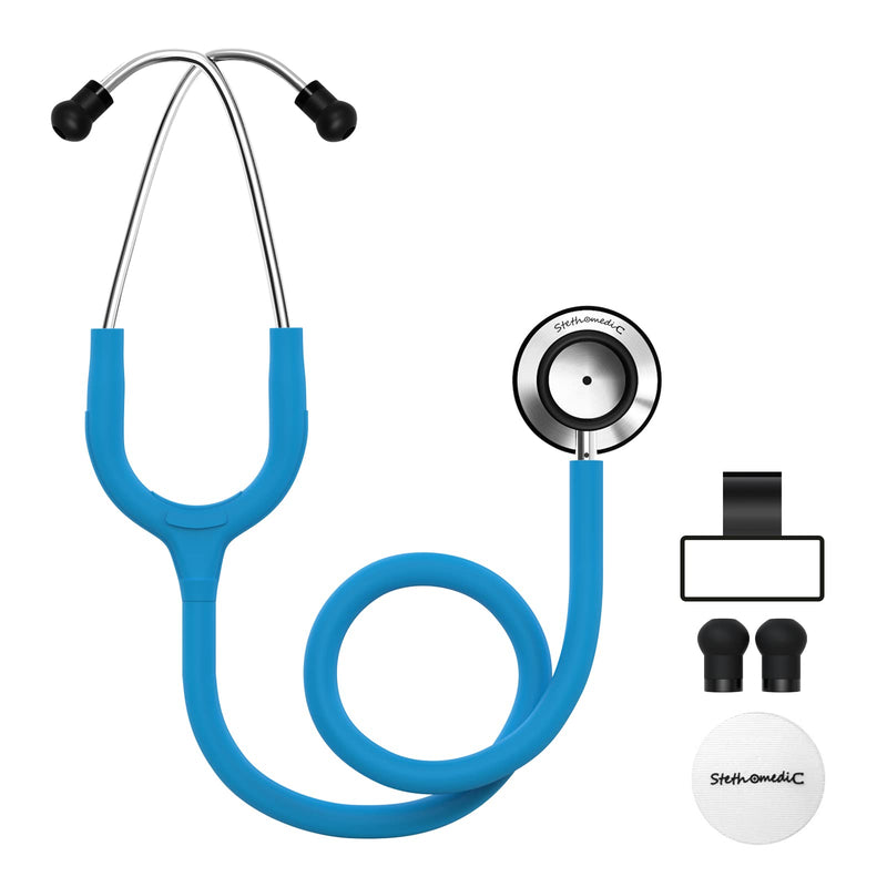 [Australia] - Dual Head Stethoscope for Medical and Home by FriCARE, Classic Lightweight Design, Stethoscope for Adult, Gift for Nurses, Doctors, Medical Students, 28 inch (Sky Blue) Sky Blue 