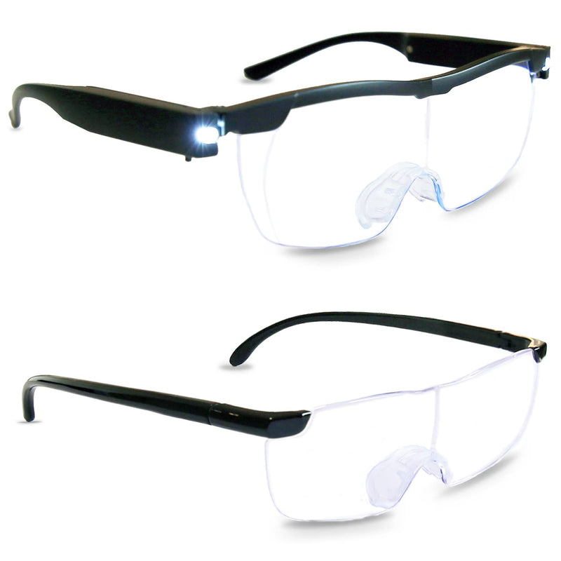 [Australia] - Magnifying Glasses with Light, LED Rechargeable Head Magnifier Glasses, Anti-blue light 180% Magnification with Dual LED Lights, Hands Free Magnifying Eyeglass for Reading, Close Work and Craft(Black) 