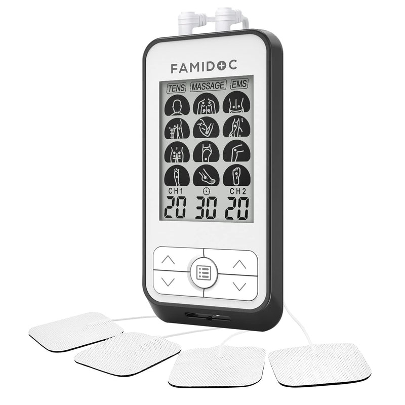 [Australia] - Famidoc TENS/EMS/Massage Units Muscle Stimulator for Pain Relief Therapy with 2 Channels 36 Modes 40 Level Intensity Electronic Pulse Massager Tissue Pain Management for Shoulder Back Neck Arms Legs Fdes116 