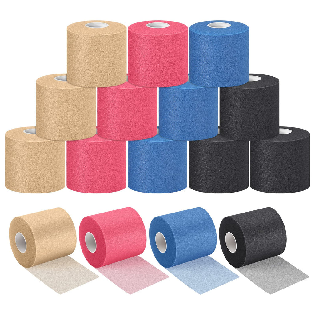 [Australia] - 12 Pieces Foam Prewrap Athletic Tape Sports Wraps Prewrap and Athletic Tape Pre Wrap Tape Breathable Sports Tape Pre Wrap for Running Hiking Hair (Vivid Colors) Vivid Colors 