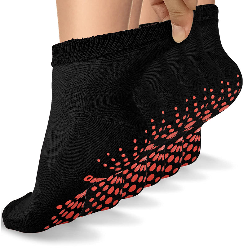 [Australia] - Aaronano 6 Pairs Diabetic Socks Non Slip Hospital Gripper Socks Women Men Black Large 