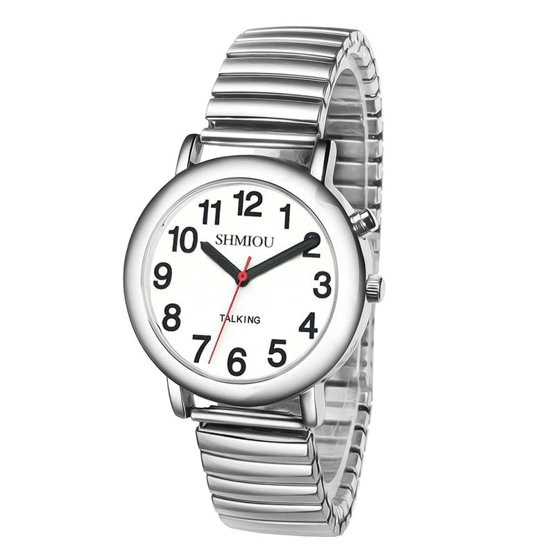 [Australia] - SHMIOU English Talking Watch Unisex for Seniors Visually Impaired Expanding Strap Talking Watches for The Blind Men Women for Bracelet Quartz Analog Voice with Alarm Clock Date Speaking 