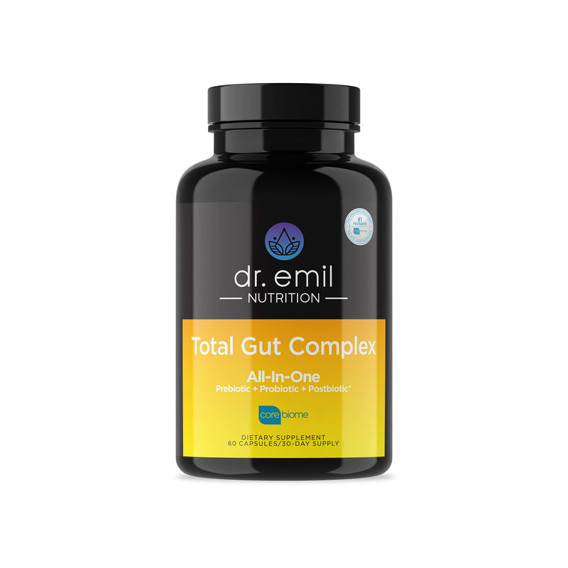 [Australia] - Dr. Emil Nutrition Total Gut Health Complex - Prebiotic + Probiotic + Postbiotic Gut Health Supplements for Women and Men - Probiotics for Digestive Health & Gut Health, 60 Capsules 